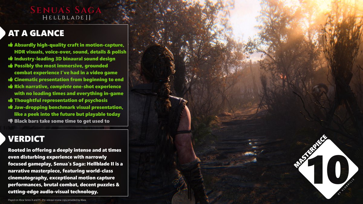 klobrille's tweet photo. My thoughts on Senua's Saga: Hellblade II.

Ninja Theory's indie spirit meets a bigger budget; my first-ever Masterpiece review here. https://t.co/m8lzfDhCZB
