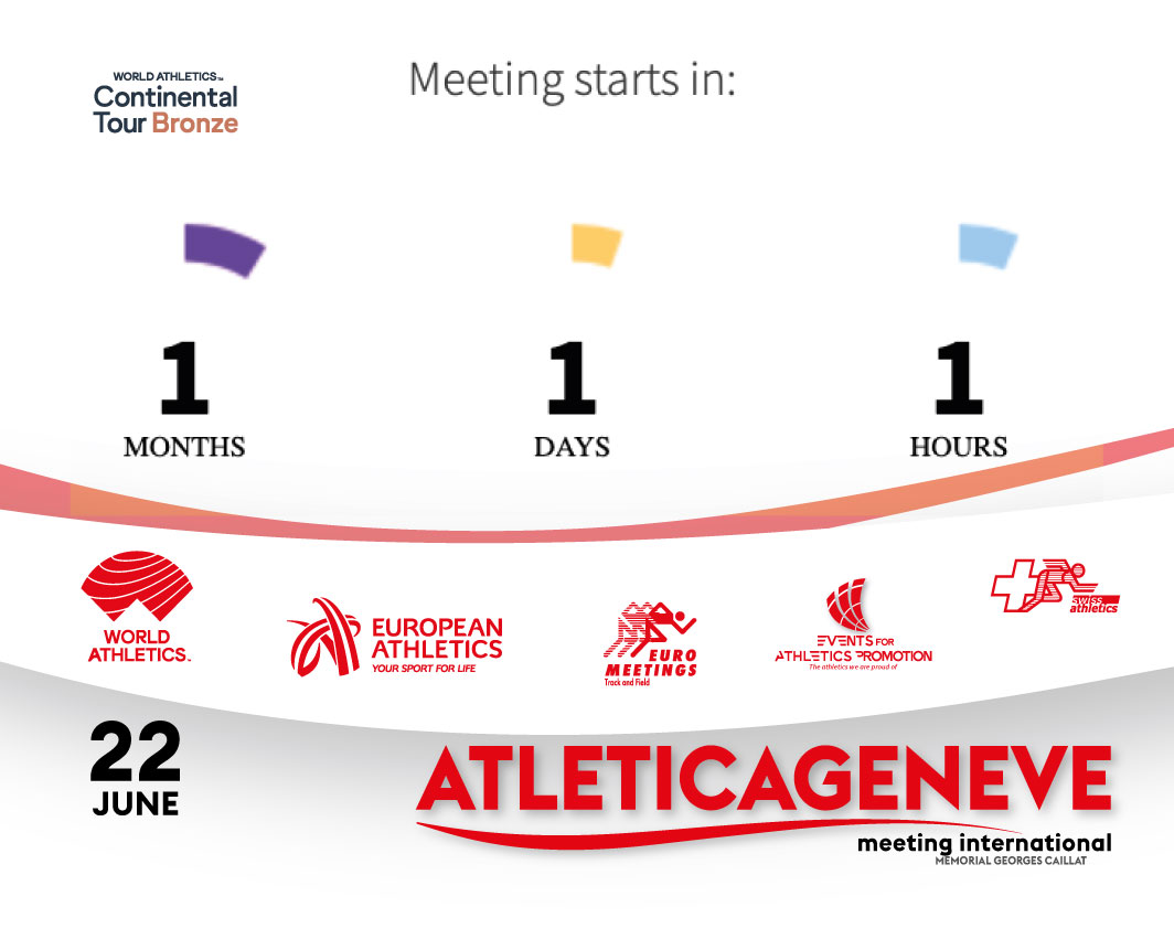 1 Month, 1 Day, 1 Hour from the 1st start (WDT) @atleticageneve
@EAPCircuit
@WorldAthletics
@SwissAthletics
@EuroAthletics
@GroupeChevalley
@GeneveAeroport
@GeneveTourisme
@lamobiliere
@CourseEscalade
@infomaniak
@Graphax
@freelap
@Keyenafrance
@ATHLE_ch
@VilleDeGeneve