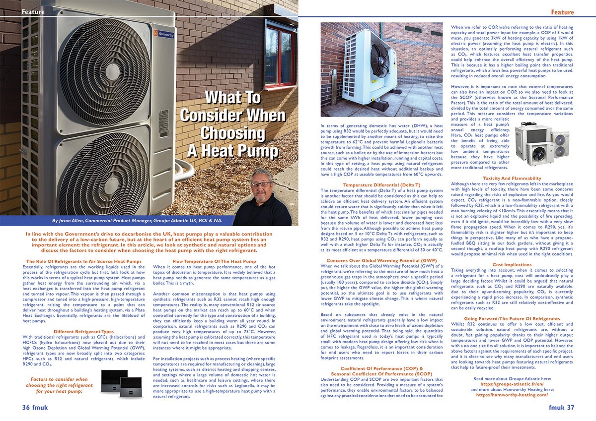 Latest Issue 📰: What To Consider When Choosing A Heat Pump? By Jason Allen, Commercial Product Manager, Groupe Atlantic UK, ROI & NA. ➡️fmuk-online.co.uk/features/5422-… @heatingatwork #facman #FacilitiesManagement #heating #HeatPump #efficient #energy
