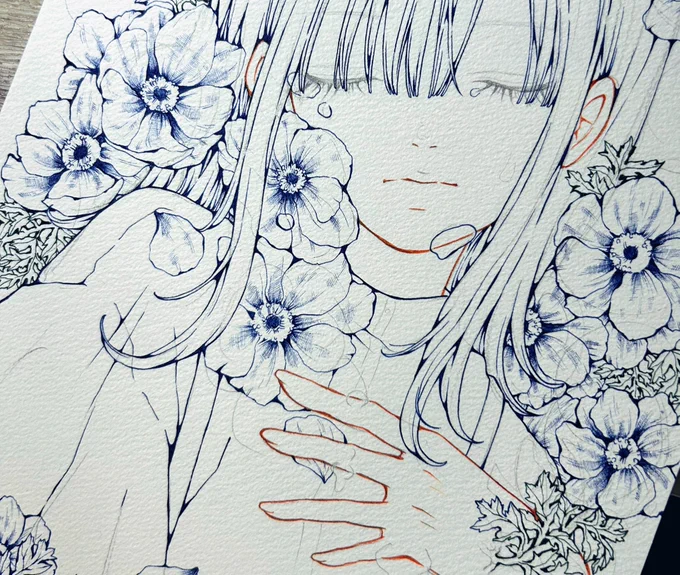 お花はいつも一発描き 