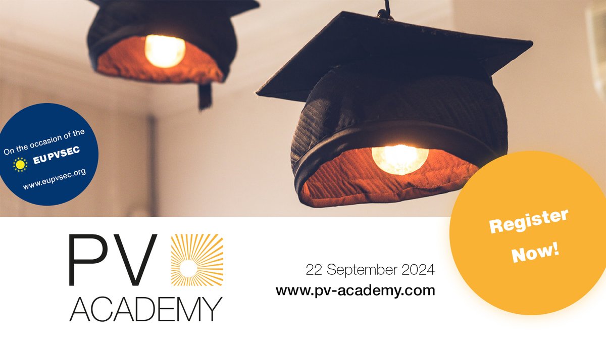 🌞 Register for the PV Academy 2024! Join us on Sunday, 22 September 2024, in Vienna for the 3rd edition of the #PVAcademy! To register for the PV Academy, please visit the EU PVSEC Webshop: userarea.eupvsec.org/participation/… #EUPVSEC #EUPVSEC2024 #SolarEducation #RenewableEnergy