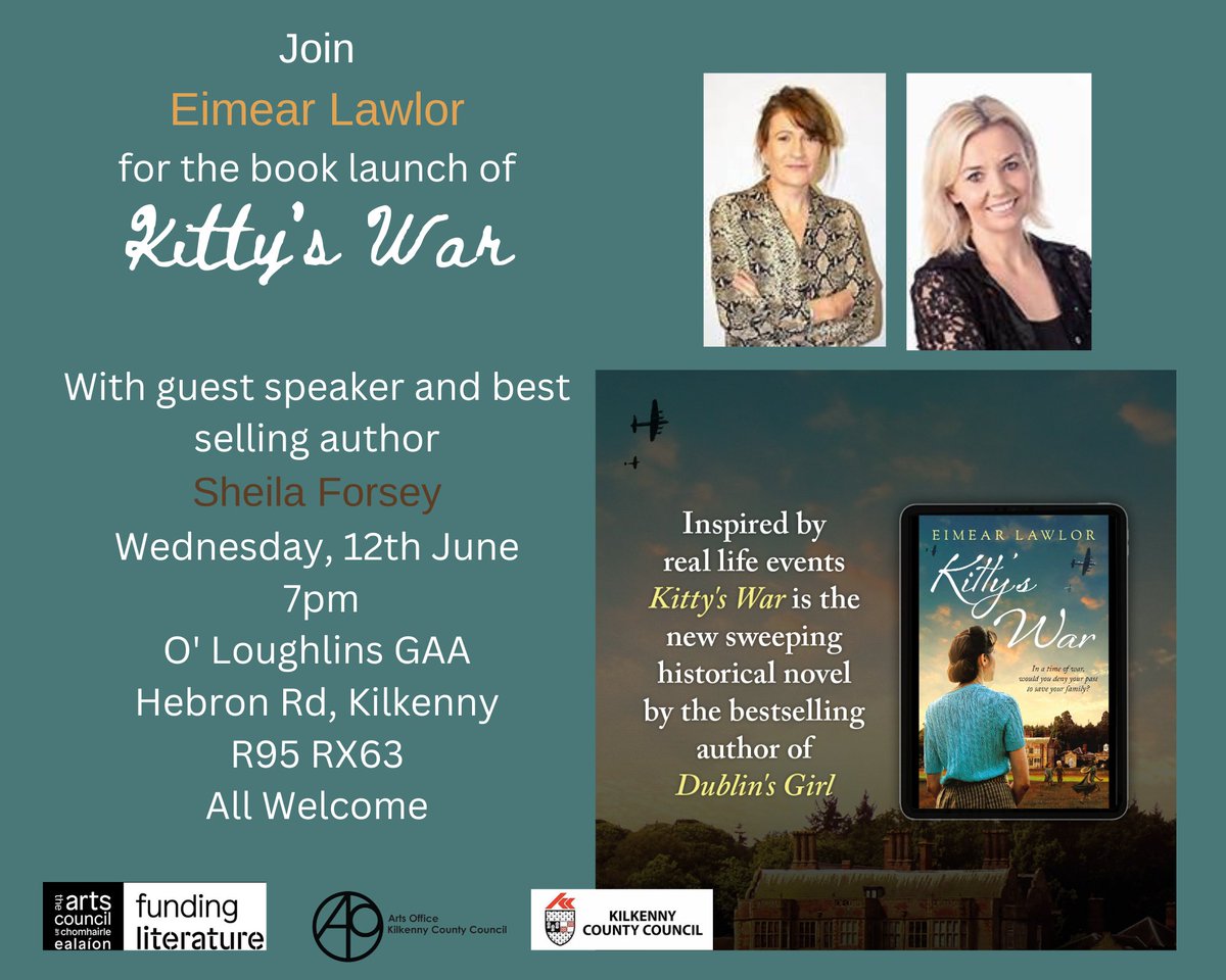 I'm thrilled to announce my book launch at O'Loughlin Gaels Bar I'll discuss Kitty's War, her journey, and the history of German and British airmen interned in the Curragh during WWII. 🍷 12th June at 7 pm O Loughlin Gaels, Kilkenny #BookLaunch #KittysWar #WWII