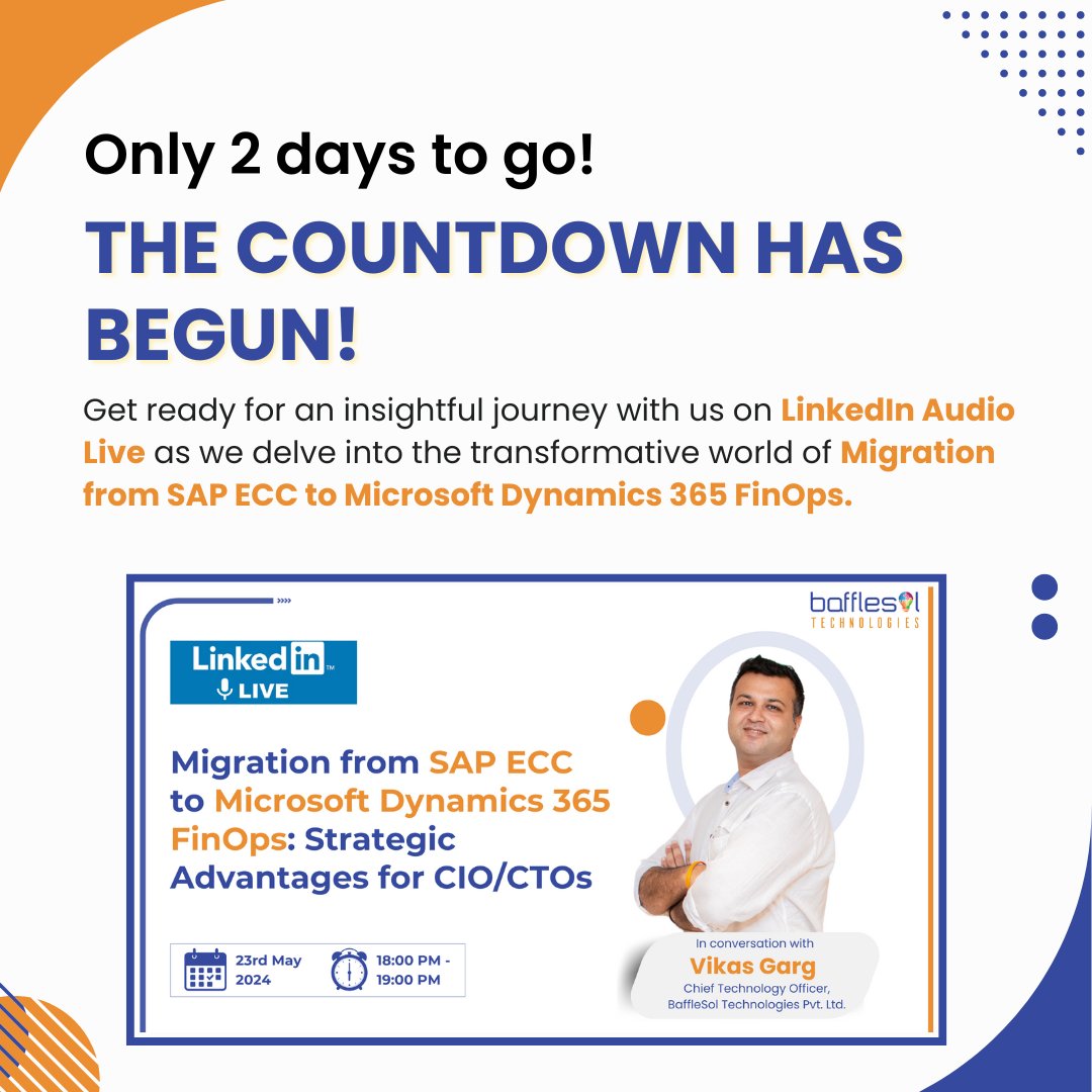 Are you ready to explore the strategic benefits of migrating from SAP ECC to Dynamics 365 FinOps? Discover why businesses are making the switch and how it benefits CTOs and CIOs to revolutionize business operations.
Join the event at: linkedin.com/events/migrati…
#microsoftdynamics365