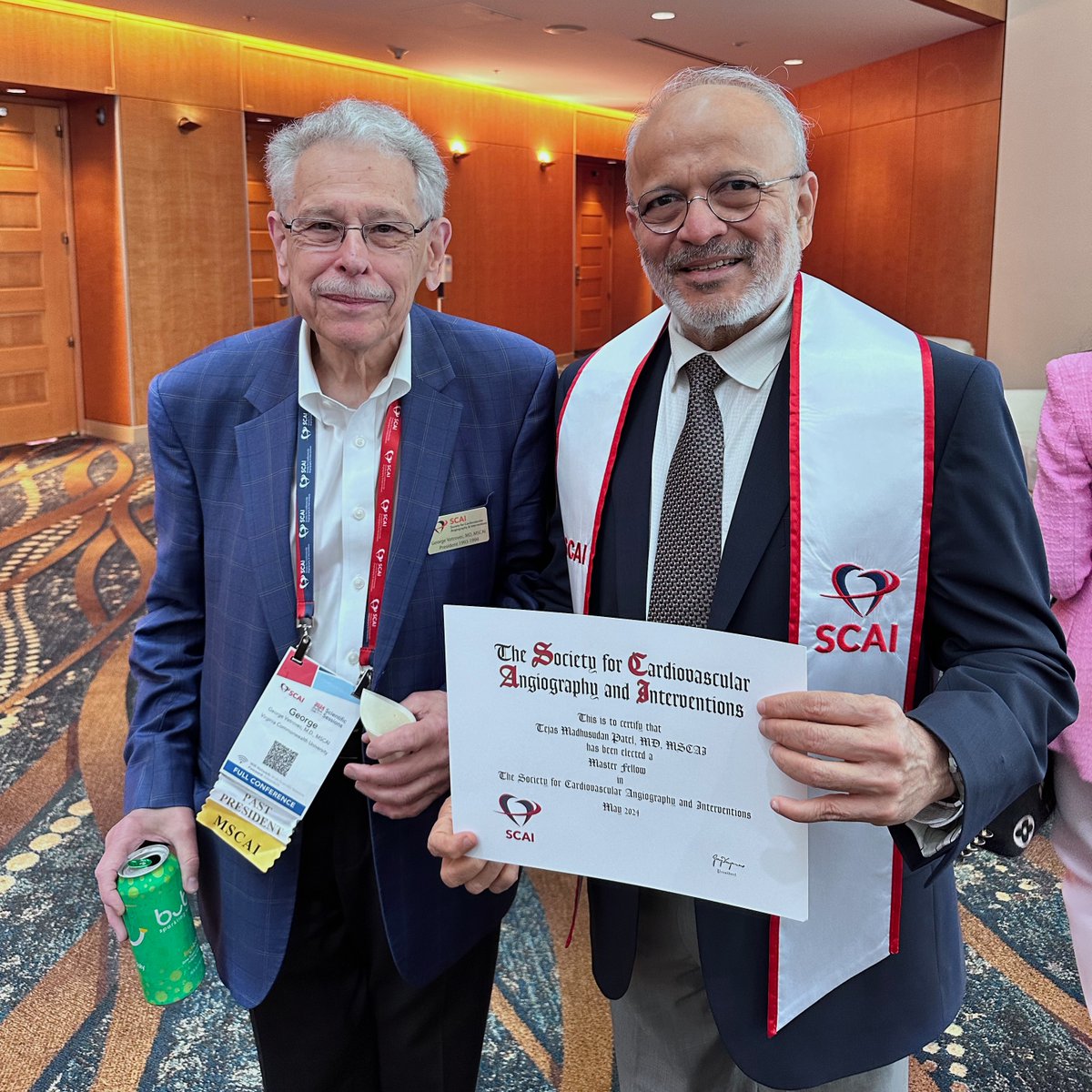 🌟 Honored to receive the MSCAI designation! 🌟 Thank you to my peers and supporters. Onward and upward! Celebrating this moment with Dr. George W. Vetrovec, past SCAI president.