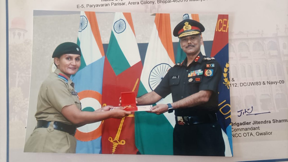 #NCC GUJARAT T/OChandrika Dalsaniya and T/O Priyanka Markana of 2 Guj Girls Bn of Rajkot Gp attended JW PRCN course in Jan 24 at OTA Gwalior and were awarded various prizes including Gold medal in Firing and Silver medals in Volleyball and Throwball. The Gp Cdr commended both