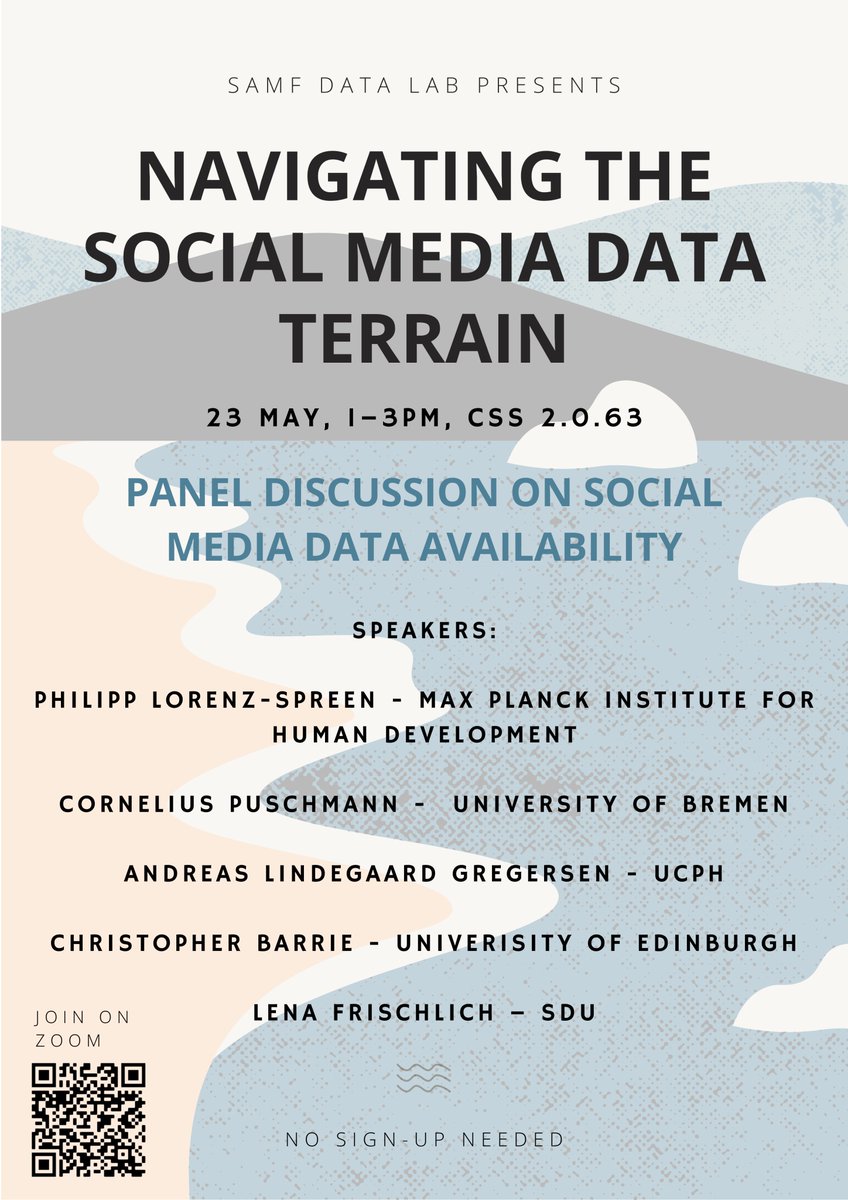 Happening on Thursday: the Data Lab's roundtable on social media. Come and hear experts talk about what kinds of data we can and cannot get our hands on at the moment. 🤷 More info: datalab.socialsciences.ku.dk/events/navigat…