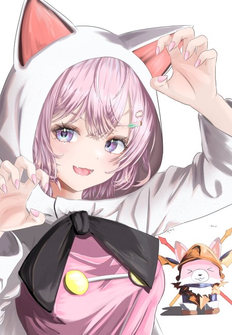 「pink hair wolf ears」 illustration images(Latest)