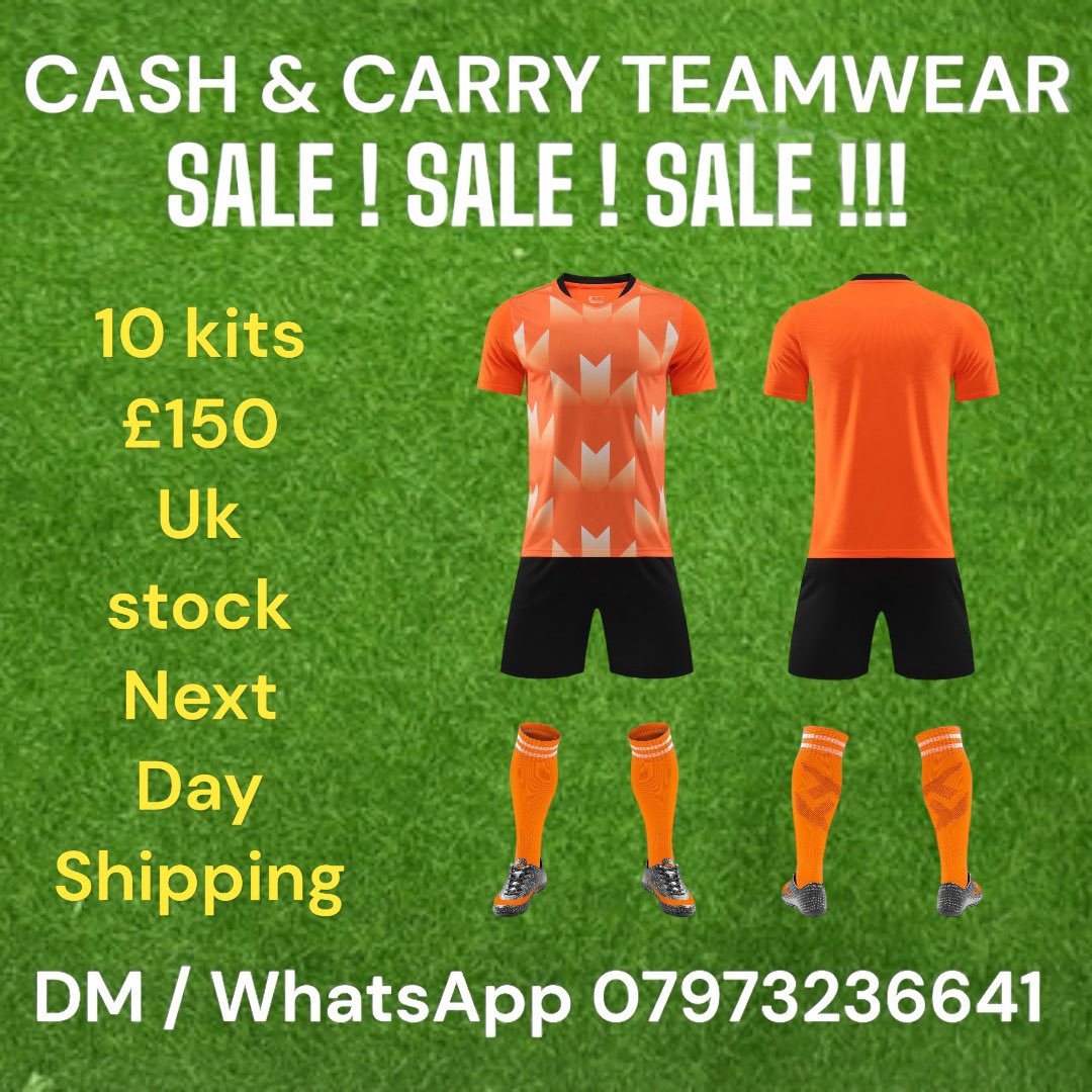 Team kits £15 plain £25. Including your badge and numbers WhatsApp 07973236641
