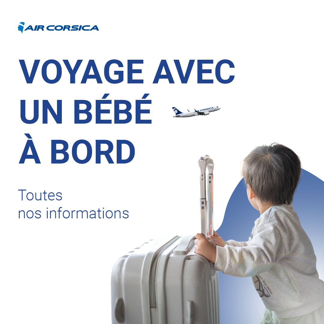 #ByAirCorsica ℹ 🍼 en voyage avec votre bébé ? Lors de la réservation, vous devez signaler 𝘀𝗮 𝗽𝗿é𝘀𝗲𝗻𝗰𝗲 à 𝗯𝗼𝗿𝗱 en cochant la case 'je voyage en couple ou en famille' et en sélectionnant la catégorie 'bébé'. Voyagez en famille 👉 ow.ly/uXHX50ROpWm