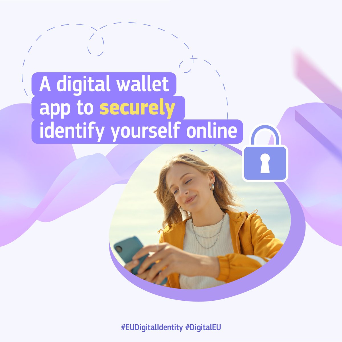 DigitalEU's tweet photo. 🆔📲 The future #EUDigitalIdentity Wallet will revolutionse the way we engage with online services, keeping our safety &amp; privacy at its heart.

All Europeans will be able to benefit from a personal digital wallet app on a voluntary basis in 2026.

↔️ Swipe through to learn more.