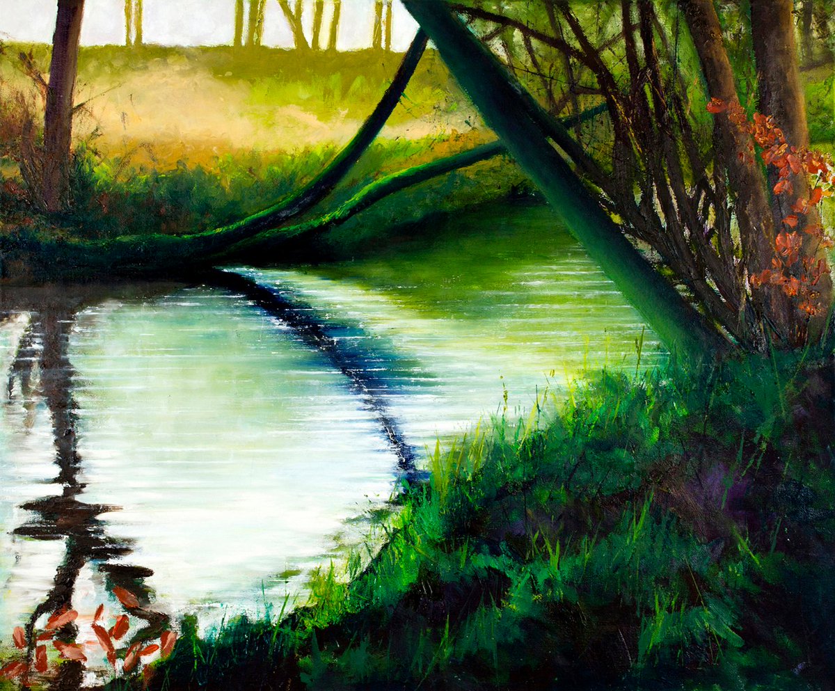 As I wander through the woodland beside the river, I’m immersed in a world of vibrant greens and shimmering waters. The trees tower above, casting dancing shadows on the forest floor, while the river sparkles in the sunlight. #fingerpainting #vibrantartwork #fingerpaintingartist