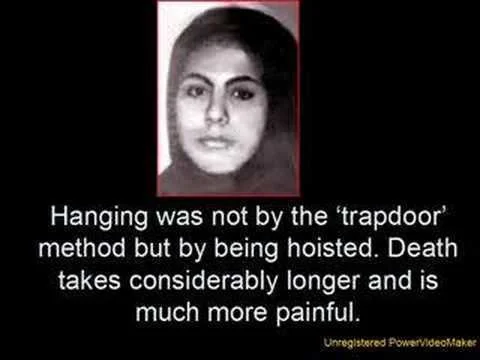 ImtiazMadmood's tweet photo. This is Atefeh Sahaaleh, a sixteen year old Kurdish/Iranian girl executed for being raped for 3 years, raped so badly in prison that she couldn't walk.

She took off her hijab in court and threw her shoes at the judge after realizing she was losing the case, and because of that the judge insisted on placing the noose around her neck himself.

“Virgin female prisoners should be raped before execution so that they do not go to heaven.” 
~ Ayatollah Khomeini

Born in Mashhad, Atefeh's mother died in a car accident when she was five. Shortly after, her younger brother is said to have drowned in a river. Her father became a drug addict, and she was forced to care for her octogenarian grandparents. Despite her attention to their needs they are reported to have completely ignored her. She was described as a "lively and intelligent girl."

Atefeh was convicted for crimes against chastity after being raped repeatedly by Ali Darabi, an 51-year-old ex-revolutionary guard turned taxi driver. Darabi was a married man with children at the time.

Atefeh had been raped by Darabi over a period of 3 years without her family being aware. While in prison she was further tortured and raped by prison guards. She told this to her grandmother who visited her saying that afterwards she could only walk on all fours because of the pain.

The judge in her case was Haji Rezai. When Atefah realized that she was losing her case, she removed her hijab, an act seen as a severe contempt of the court, and argued that Ali Darabi should be punished, not her. She even removed her shoes and threw them at the judge. Rezai later sentenced her to death.

According to the BBC, the documents presented to the Supreme Court of Appeal described her as 22 years old, but her birth certificate and death certificate stated that she was 16. The issue of her age was not brought to proper attention before it was too late.

She was publicly hanged from a crane in Neka on August 15, 2004. Amnesty International and other organizations declared her execution to be a crime against humanity and against children of the world.
.......................
Another Iranian woman was recently hanged for stabbing her husband because he was abusive to her and her kids. But she suffered a heart attack before she was hanged and died but they still hanged her. Yeah that’s the level of sinister and cruelty that is the Islamic republic of Iran.
.....................................
A man in Iran killed his daughter but repeatedly raped her first so she wouldn’t make it to their version of heaven as she wouldn’t be a virgin essentially damning his own child to hell for eternity. She was a minor.

The child in Iran is property of the father, if in anyway the child makes the father look "bad" he can kill the kid scot free. Same goes for wives.

Religion makes normal people do the most horrible things. And they think they are justified because their made up big brother in the sky said so.