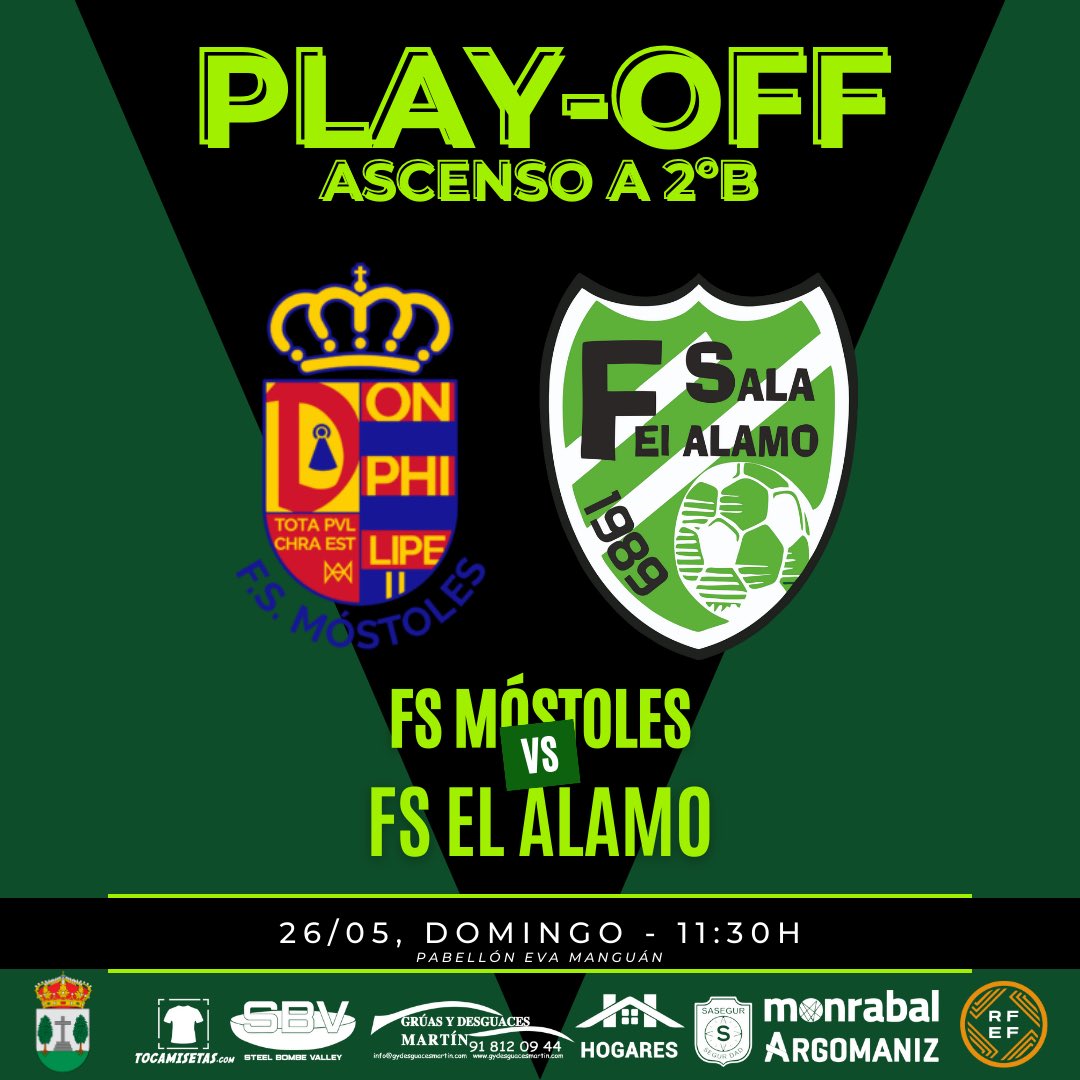 AFICIÓN, ES MOMENTO DE HACER VALER TODO EL ESFUERZO DE LIGA🎖️

Domingo, 26/05, en Móstoles - Pabellón Eva Manguán, en un partido único de play-off, a las 11:30, jugaremos el ascenso a Segunda “B”.

Si ganamos el partido subimos directamente a la categoría tan deseado por el club.