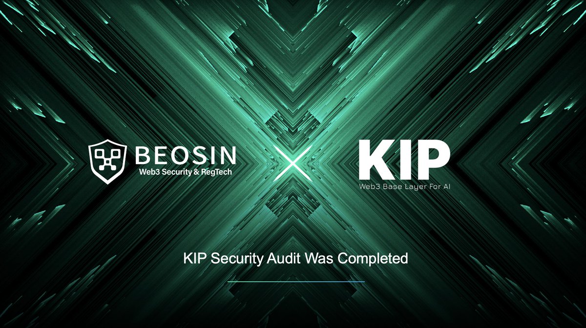 🎉 @KIPprotocol has successfully passed a security audit by Beosin to secure decentralised AI. 🚀 @KIPprotocol is the decentralised base layer that AI models, apps & data owners build on, to safely transact & monetise in Web3. 🔗Audit Report🔽 beosin.com/audits/Kip-che…
