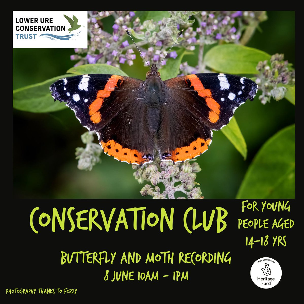 Conservation club for young people aged 14-18 years 8 June, 10am - 1pm Come and find out about how we record butterflies and moths on the reserve! For more information, visit: luct.org.uk/events-1/2024/… @HeritageFundNOR @HeritageFundUK @ynuorg