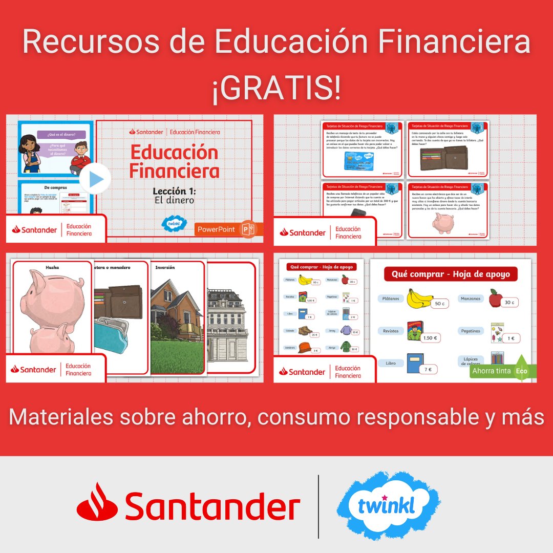 ¿Todavía no conoces los recursos GRATIS sobre Educación Financiera que hemos creado junto a <a href="/bancosantander/">Santander</a> ? Entra en la sección y descubre un amplio catálogo de recursos sobre el ahorro, las finanzas, el consumo responsable, el euro y mucho más: 👉 twinkl.es/l/1fg1jh