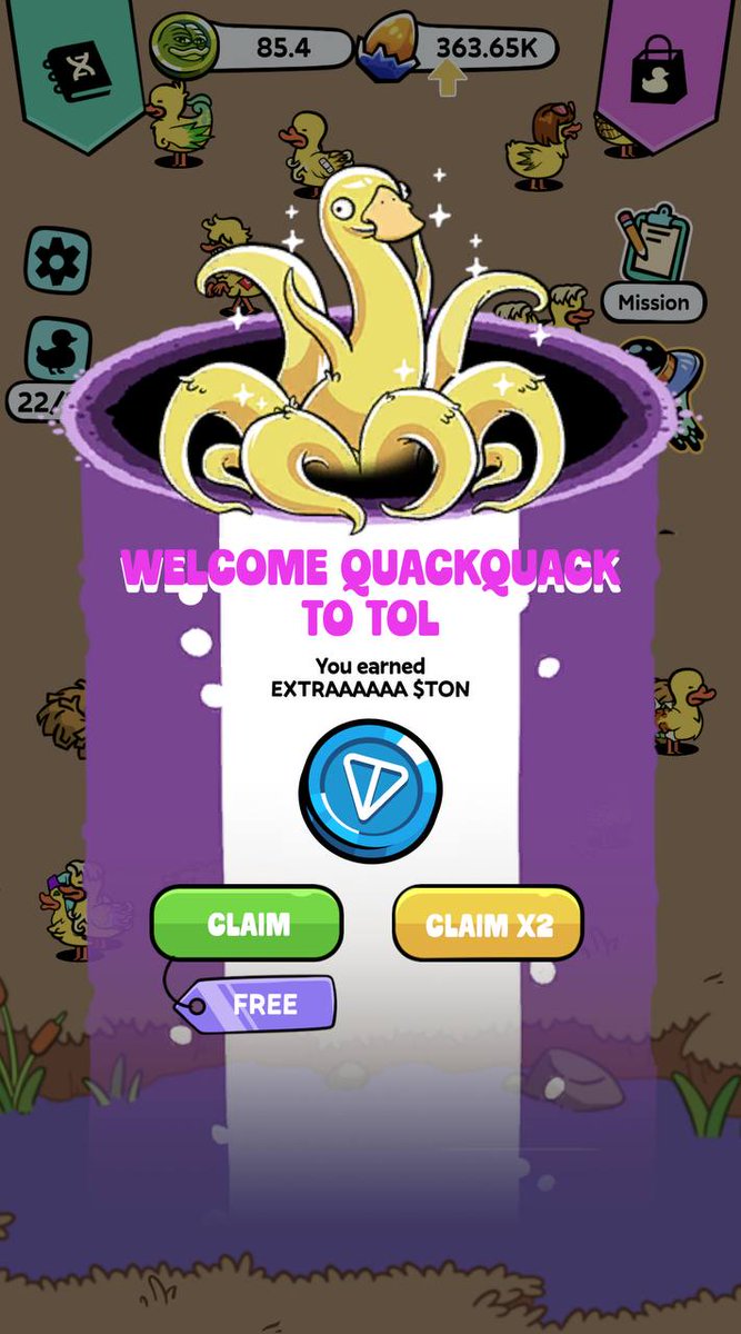 Have you received TON from Quackster? ⭐️ 🤩 Free $TON, Free PEPET, and more eggs for attentive users who are willing to wait for Quackster to rise off the river. 🔥 Especially, during QuackQuack participation in S3, Quackster will increase the time that it gives $TON to users.
