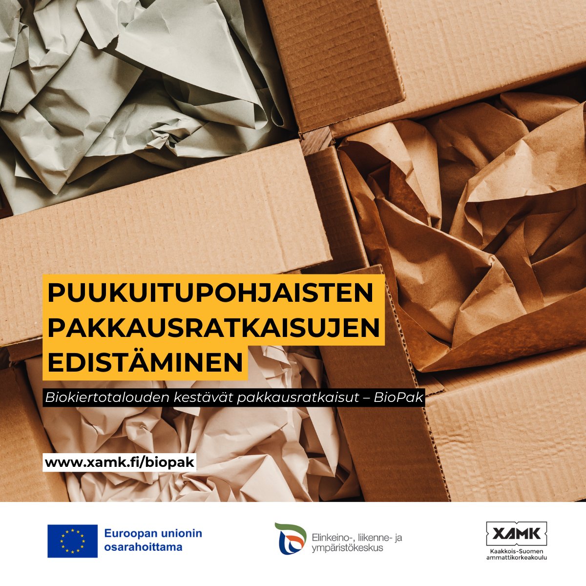 xamkfi's tweet photo. Tavoitteena on kehittää puukuitupohjaisia pakkausratkaisuja ja edistää niiden kierrätystä, takaisinottoa ja uudelleenkäyttöä. BioPak-hanke on EU:n osarahoittama. Rahoituksen on myöntänyt Hämeen ELY-keskus.
#biopak #kiertotalous #kuitupakkaukset #kestävyys @HELYkeskus #EUntuella https://t.co/v2nnKDeglV