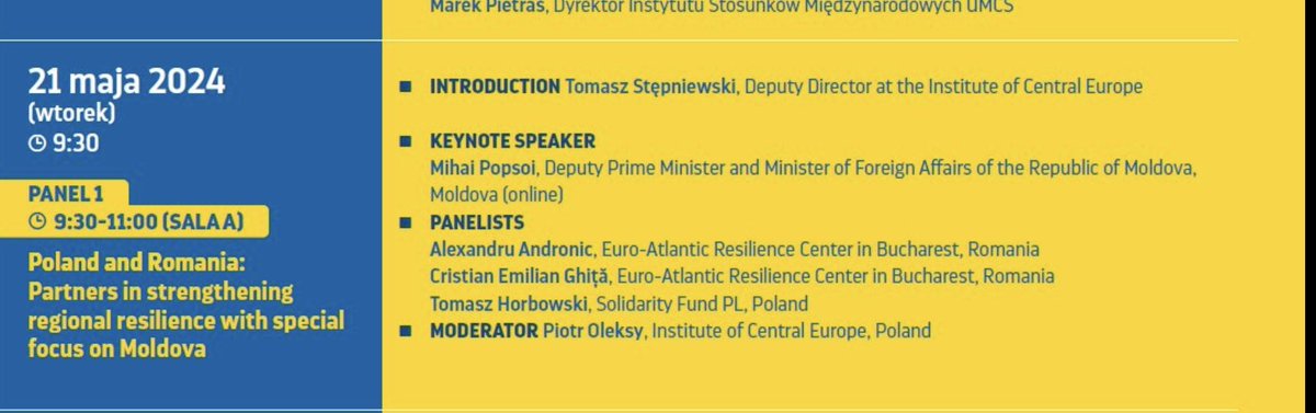 Ciekawy panel na Lublin Central Europe Forum organizowanym przez @IES_Lublin 🇷🇺 nie zaprzestała prób destabilizacji 🇲🇩, która okazała się bardziej odporna niż 🇷🇺 oczekiwała, m.in. dzięki 🇵🇱 i 🇷🇴, ale decydujący moment nadchodzi w związku z referendum i wyborami