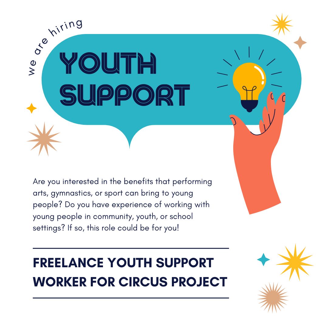 We’re seeking a freelance Youth Support Worker for our circus project 🎪 Applications close on Sunday 9th June. Find out more about the role here 👉 bit.ly/4at4mH1 #job