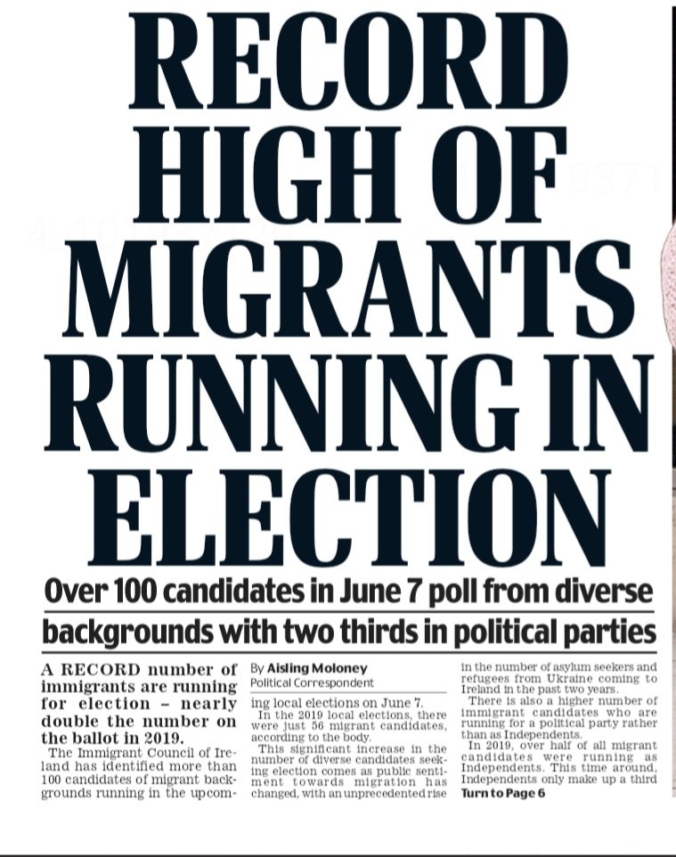 As immigration rises in the country so do those who wish to run in the local elections.

With over 100 migrants running in the locals who will they represent the Irish or their own?

Why do they need to have a say in what happens in Ireland? If Ireland is so bad why don't they go