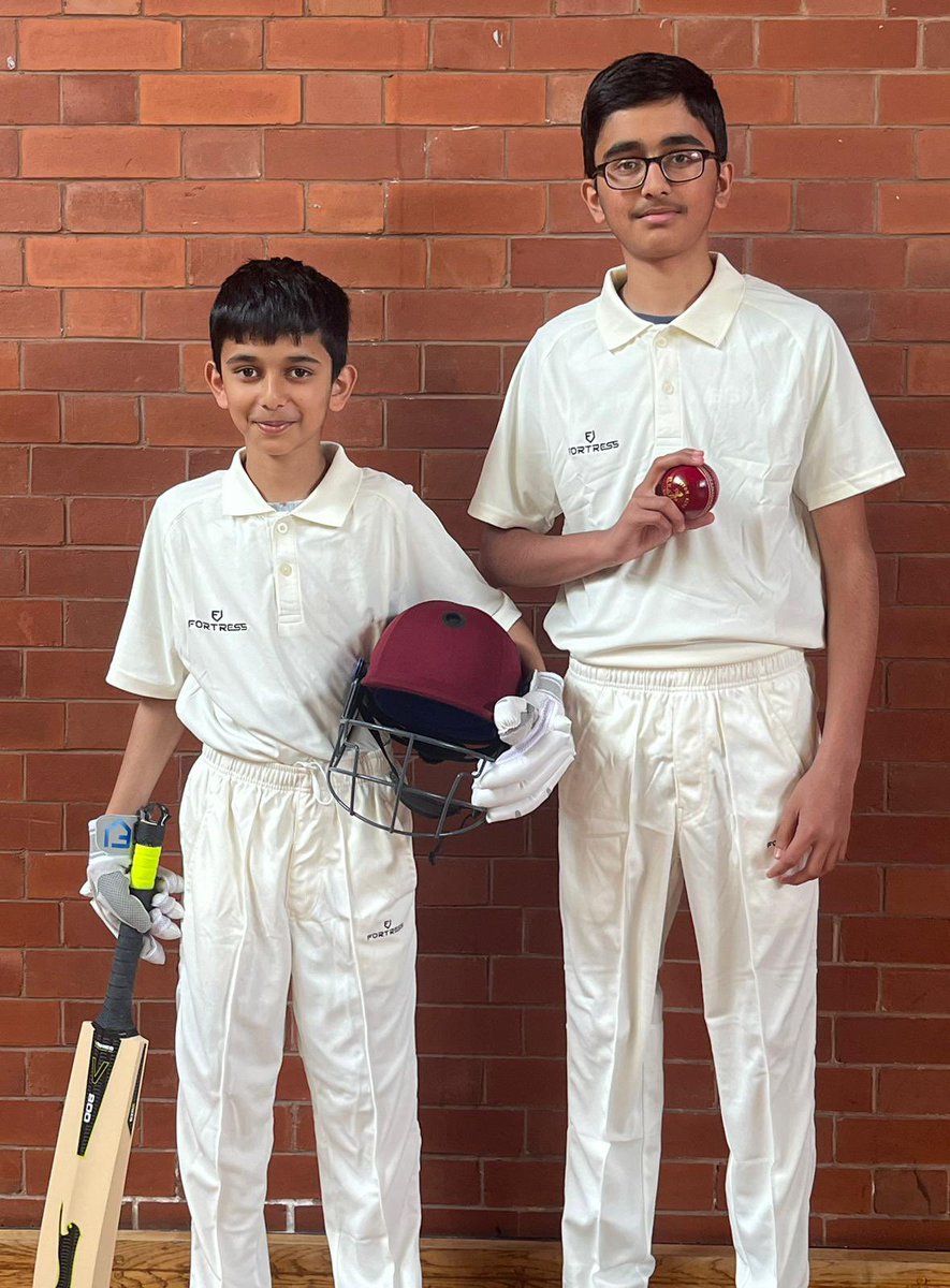Congratulations to brothers Dawood and Abood who have been chosen as captains for the U13 and U15 @HarperGreenPE1 cricket teams! Here they are sporting some of our new kit ready for our fixtures this week. 🏏