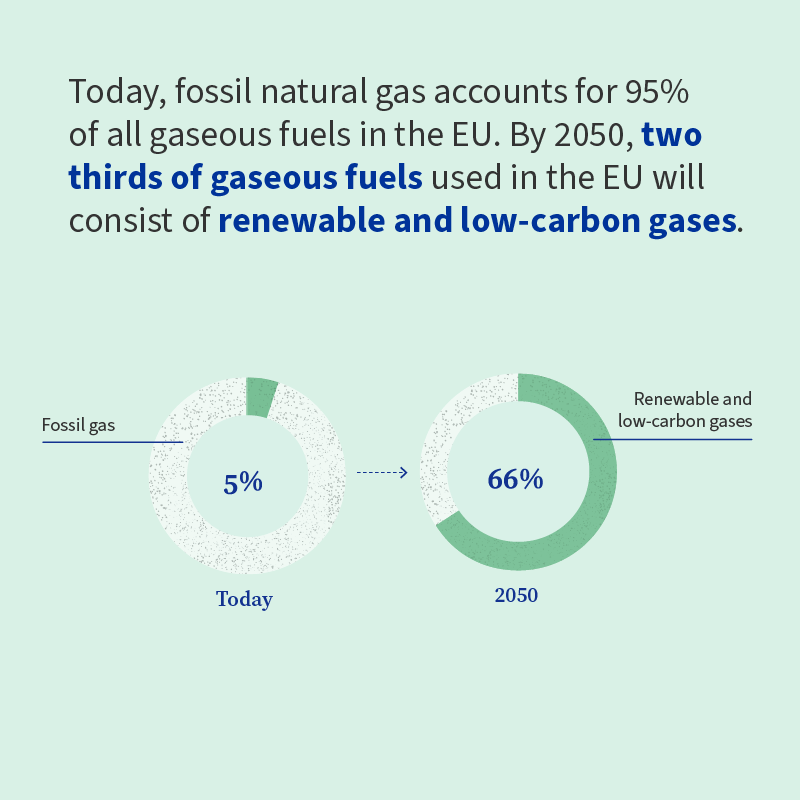 EUCouncil's tweet photo. Currently 95% of the gas used in the EU is fossil gas. By 2050, renewable and low-carbon gases will make up over 60% of the EU's gas consumption. 

How will we get there? 

Today the Council adopted the hydrogen and gas package 👇

#Fitfor55