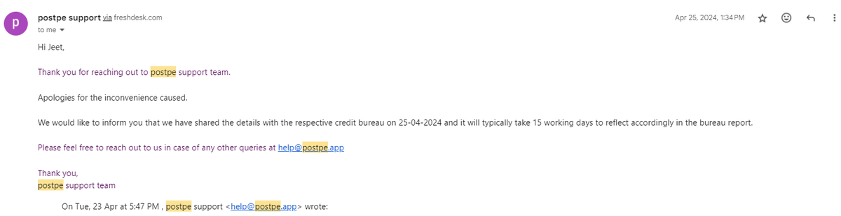 itzz_jv's tweet photo. hey @postpeapp it's been more than 25 days and still in CIBIL showing active loan while is paid 1 year ago, you said it will take 15 days but still not. I already have NOC. @RBI @FinMinIndia https://t.co/S2JMfhe83u
