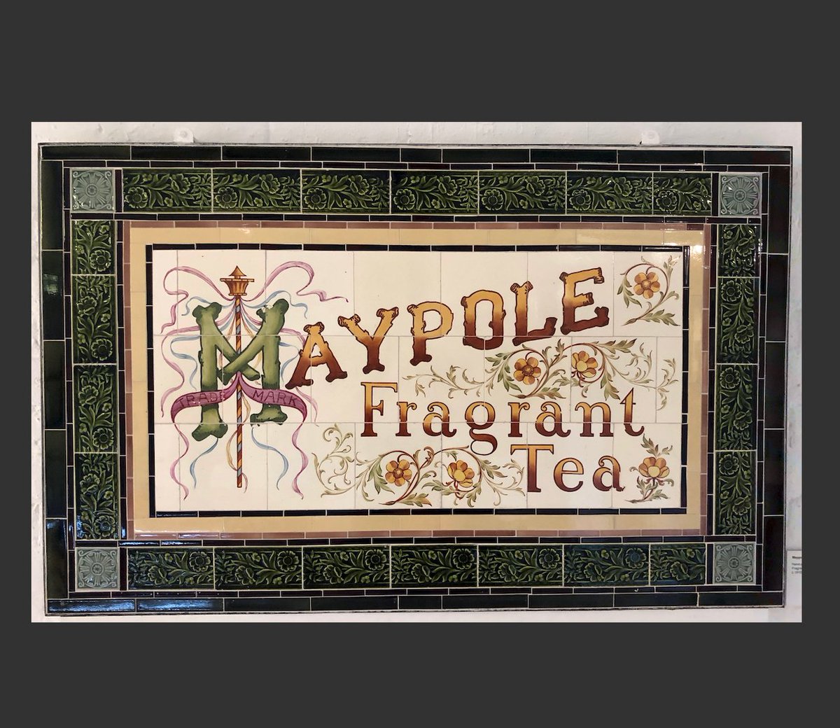 #InternationalTeaDay and a Victorian/Edwardian ceramic tiled plaque for the old Maypole grocery chain's 'fragrant tea' seen restored at the Jackfield Tile Museum in Shropshire. #tea #tiles 

flic.kr/p/2aYfQLn