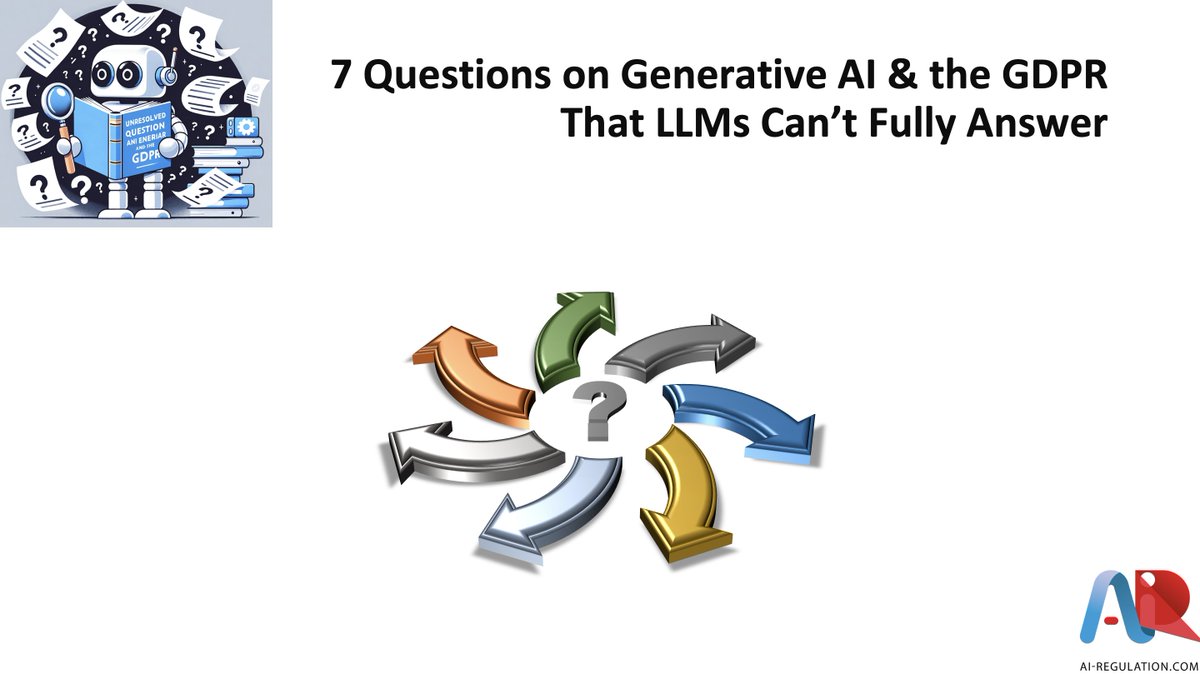 TC_IntLaw's tweet image. 🔍 There Are 7 Hard Questions on Generative #AI &amp;amp; the #GDPR that #ChatGPT &amp;amp; co Can’t Really Answer – Will our Human Dream Team Do Any Better? 🤔

Join us tomorrow for major highlight #CPDPai2024 #CPDP2024 &amp;amp; listen our great panelists from @OpenAI @Google @CNIL @wilsonsonsini 🗣️