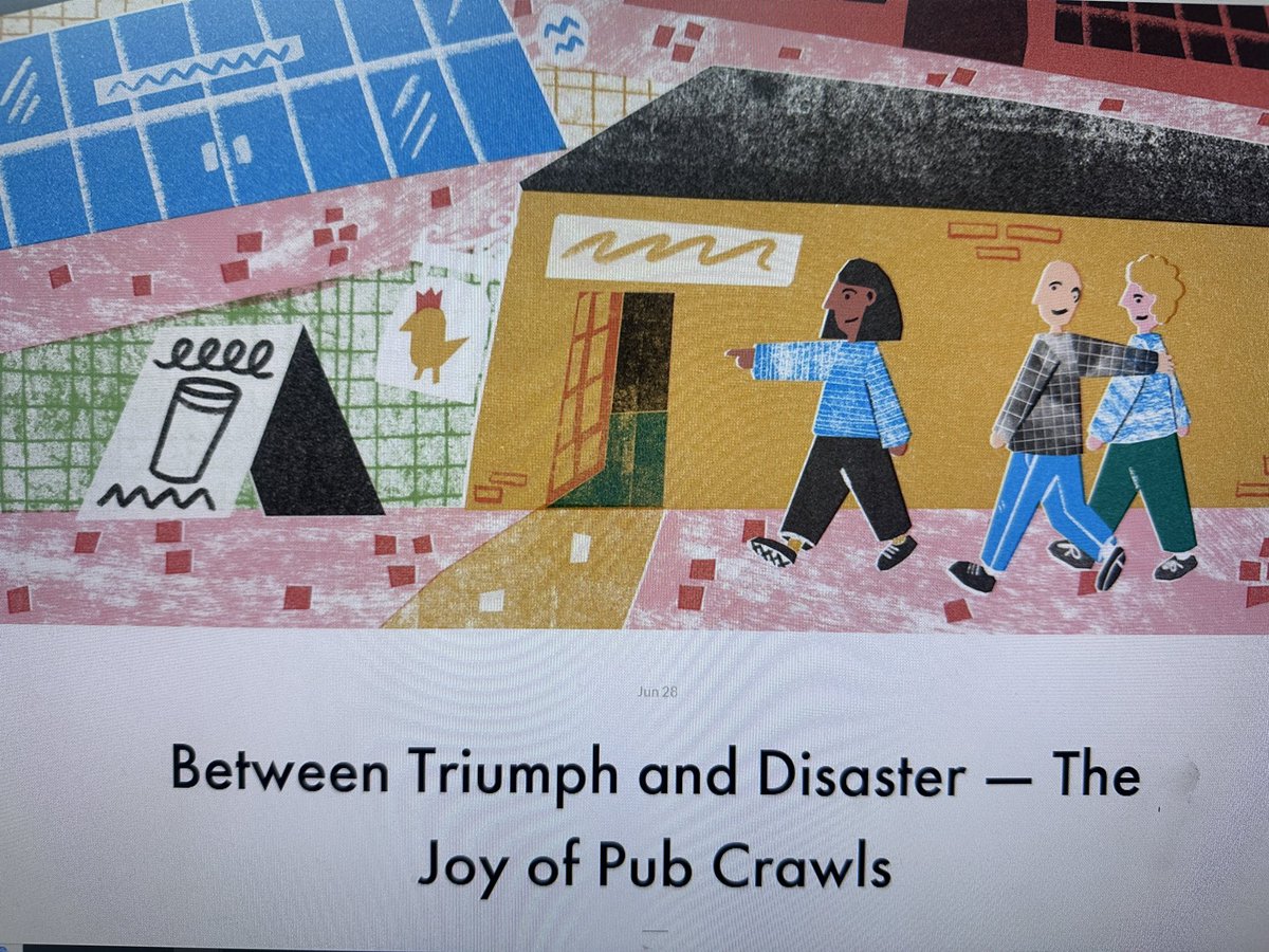 Very excited to be writing something on pub crawls at the moment and great to use a quote from the excellent @pelliclemag article “Between Triumph and Disaster: the joy of pub crawls” to kick it off! #pubcrawls