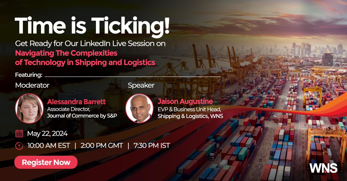 Our highly anticipated LinkedIn Live session is just around the corner! This is your chance to hear what Jaison Augustine has to say about leveraging AI to drive process efficiencies & differentiated #customerservice in shipping & #logistics. Register now: bit.ly/JLL3_T