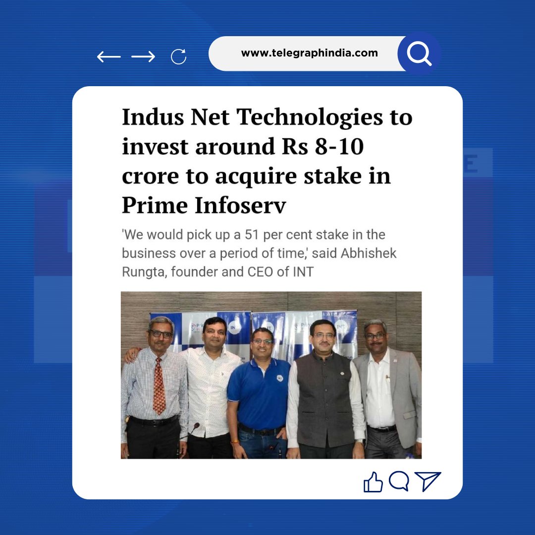 indusnettech's tweet photo. Swipe to know what the leading media houses are saying about our strategic investment in Prime Infoserv, a leading cyber security firm, based in Kolkata. 

#DigitalSuccess #DigitalTransformaton https://t.co/9JWR3F2sMS