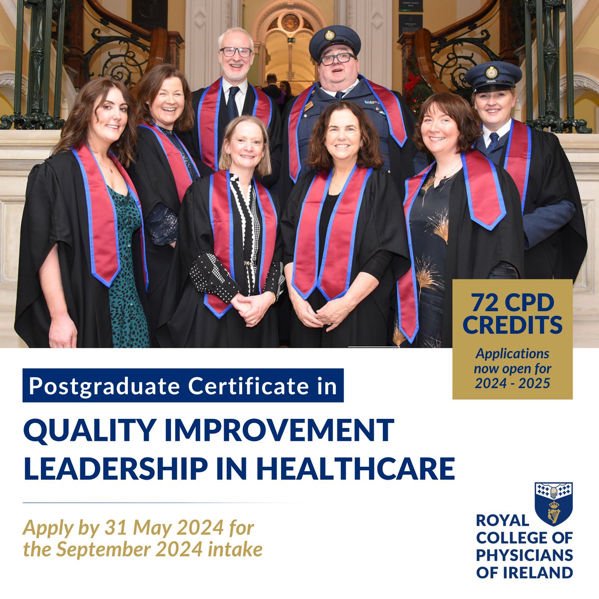 RCPI_news's tweet image. Apply by 31 May for the Postgraduate Certificate in Quality Improvement Leadership in Healthcare - September 2024 Intake 👉 courses.rcpi.ie/product?catalo…

This one-year programme is funded for HSE employees by the @NationalQPS

@HSELive @QPSTALKTIME
