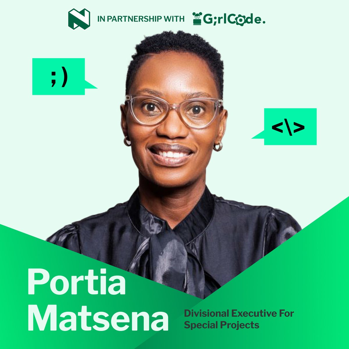 Portia Matsena is the Divisional Executive for Special Projects, for our Intelligent Hyperautomation programme. She is committed to continuous learning and the empowerment of others. Portia’s talk draws from a deep well of experience in the IT field. #NedbankXGirlCode