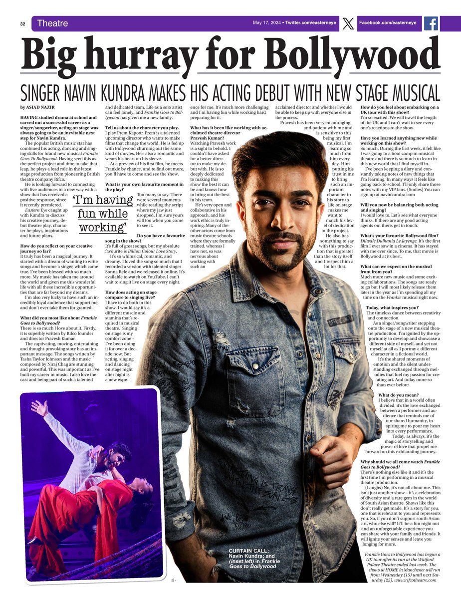Asjad Nazir (@asjadnazir) on Twitter photo My interview with popular British singer <a href="/NavinKundra/">NΛVIN KUNDRΛ</a> - Currently on tour with his stage debut in <a href="/RifcoTheatre/">Rifco Theatre Company</a> @praveshkumar_ acclaimed theatre production Frankie Goes To Bollywood
#FrankieGoesToBollywood #NavinKundra
Online link: easterneye.biz/navin-kundra-f… My interview with popular British singer <a href="/NavinKundra/">NΛVIN KUNDRΛ</a> - Currently on tour with his stage debut in <a href="/RifcoTheatre/">Rifco Theatre Company</a> @praveshkumar_ acclaimed theatre production Frankie Goes To Bollywood
#FrankieGoesToBollywood #NavinKundra
Online link: easterneye.biz/navin-kundra-f…