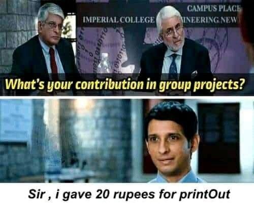 My contribution in a major project group : Sir, i gave 700* rs for print out