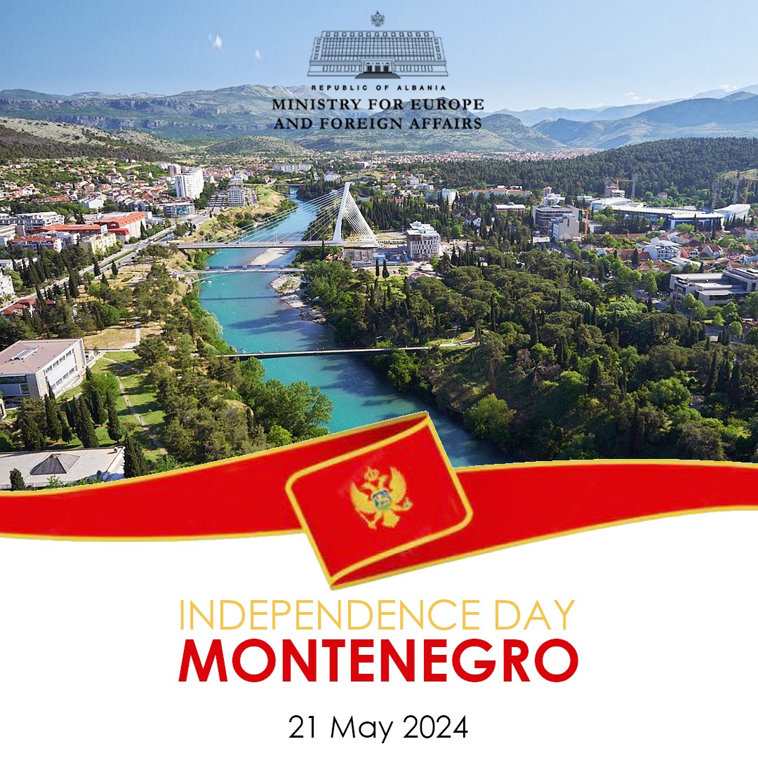 On the occasion of #Montenegro Independence Day, we extend our warmest congratulations to the people and Government of Montenegro and wish them accelerated progress on their European 🇪🇺 integration path. 🇦🇱🤝🇲🇪