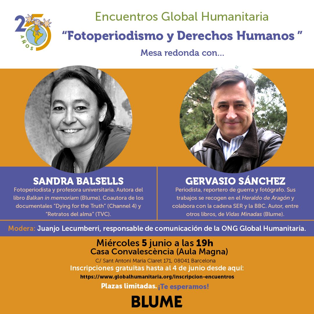 Els fotoperiodistes col·legiats Sandra Balsells i Gervasio Sánchez participaran en la tercera trobada de @ghumanitaria per parlar de fotoperiodisme i drets humans

🗓️5 de juny, 19 h
📍Casa Convalescència (C/ Sant Antoni Maria Claret, 171)
✍️Inscripcions: globalhumanitaria.org/inscripcion-en…