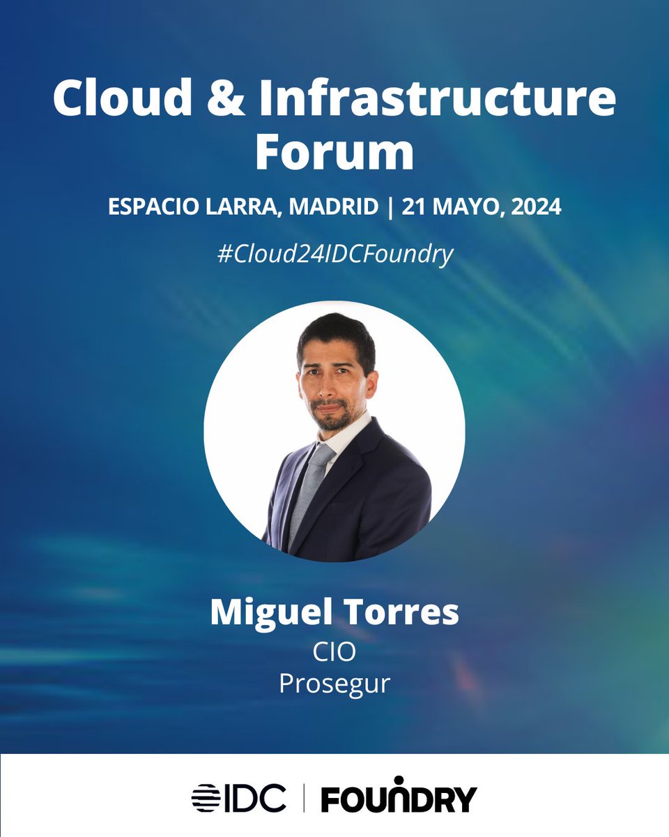 @esmacis,Dira. editorial de @FoundrySpain #entrevista a Miguel Torres, CIO de @ProsegurGlobal, reciente ganador del premio #CIO100Awards23 al mejor proyecto de Infraestructura Digital & #Cloud del año. #Cloud24IDCFoundry #Cloudcomputing
