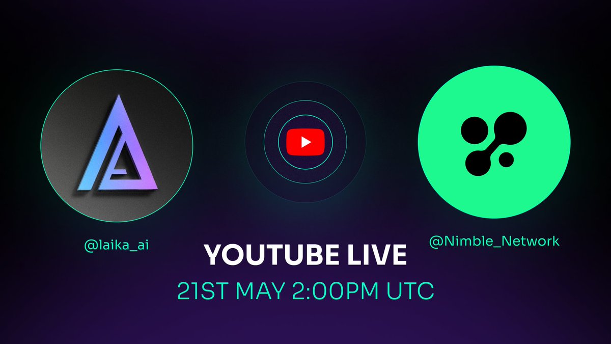 Join us today for Youtube Live with special guests as we discuss AI with @Nimble_Network. Set your reminders👇 Date & Time : 21st May 2:00 Pm UTC youtube.com/watch?v=JZC3Rn…