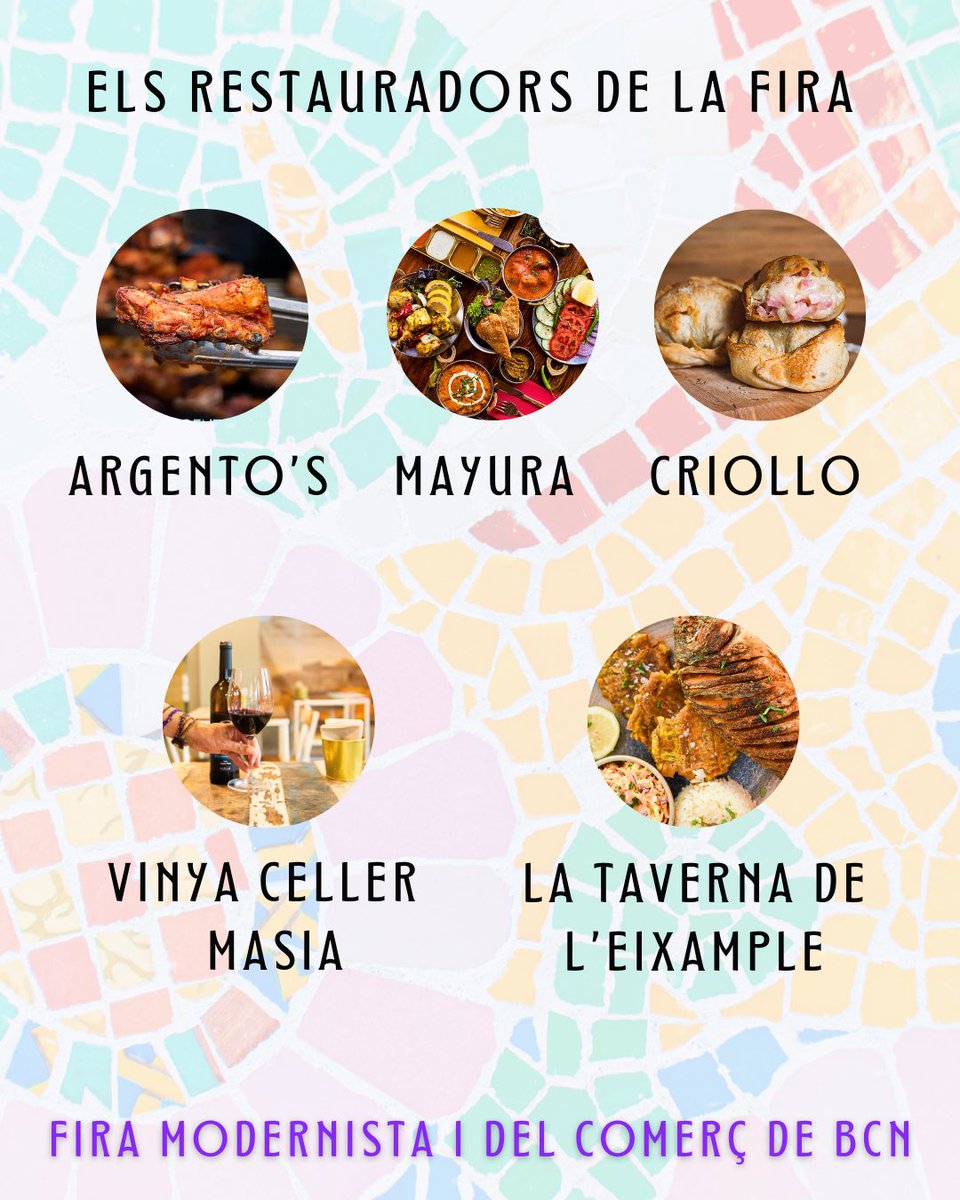 Els restauradors del barri que ens acompanyaran a la Fira Modernista i del Comerç de Barcelona els pròxims 24, 25 i 26 de maig #firamodernistabcn2024