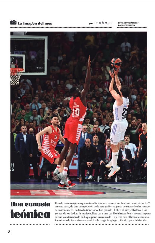 La canasta de <a href="/23Llull/">Sergio Llull</a>  sobre los 2.18 de Moustapha Fall cumple un año. Los únicos puntos del menorquín en la final contra <a href="/Olympiacos_BC/">Olympiacos B.C.</a>  en Kaunas, pero valieron la 11ª corona continental <a href="/RMBaloncesto/">Real Madrid Basket</a> 

El viernes se vuelven a ver las caras en Berlín