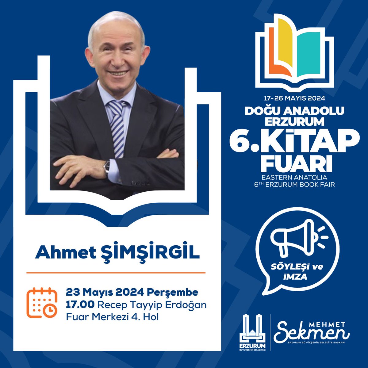 'Orada Gaznevî'nin, Fatih'in, Selim'in kıssaları okunur' 23 Mayıs Perşembe Erzurum Kitap Fuarı'ndayım. Dostları muhabbete bekleriz. @mehmetsekmen