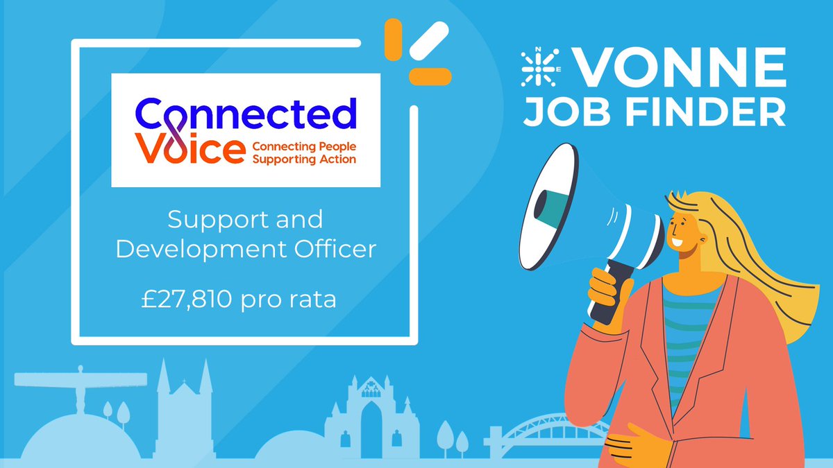 Support and Development Officer, @ConnectedVoice_ , £28K pro rata vonne.org.uk/vonne-jobs-det… #CharityJobs #NorthEastJobs #NewcastleJobs
