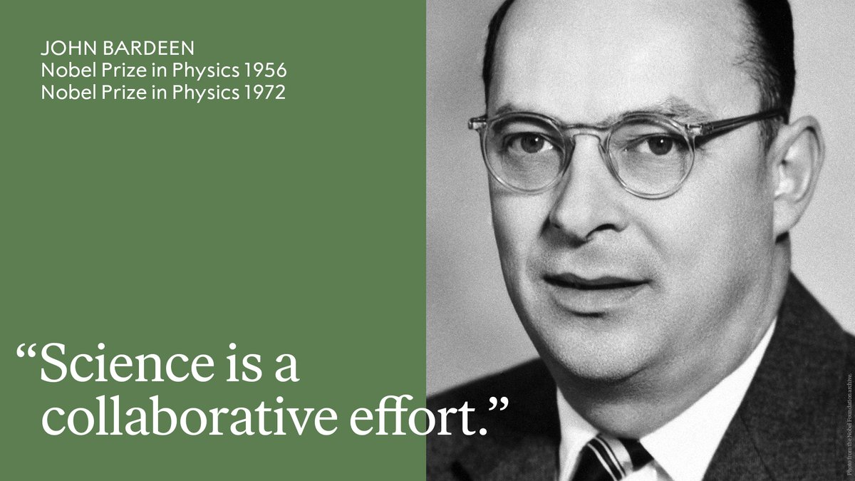 Did you know that only one person has received the #NobelPrize in Physics twice? John Bardeen received the physics prize in 1956 for the discovery of the transistor effect and in 1972 for developing the theory of superconductivity.

Read more: bit.ly/2Q8BaSF