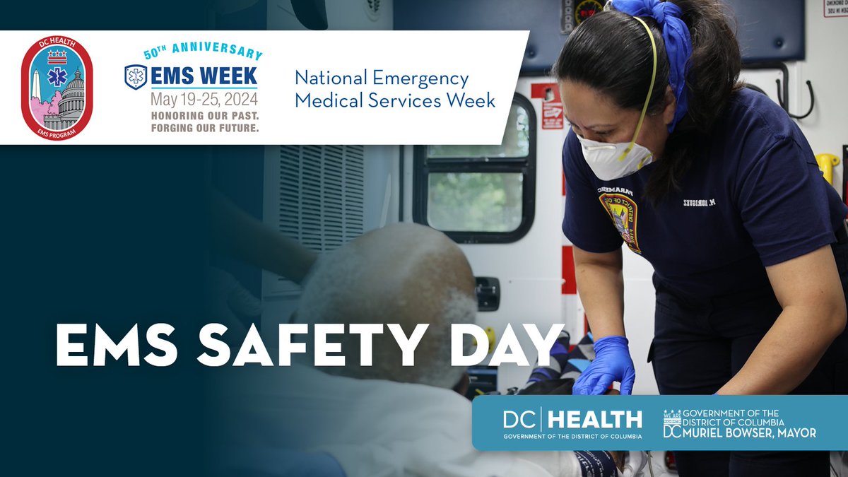 Happy EMS Safety Day! DC Health’s EMS Program celebrates EMS Week by promoting safety in EMS. Prioritizing provider and patient safety is crucial for top-notch care. Remember: Yield to Emergency Vehicles & Slow Down, Move Over! #EMSWeek2024