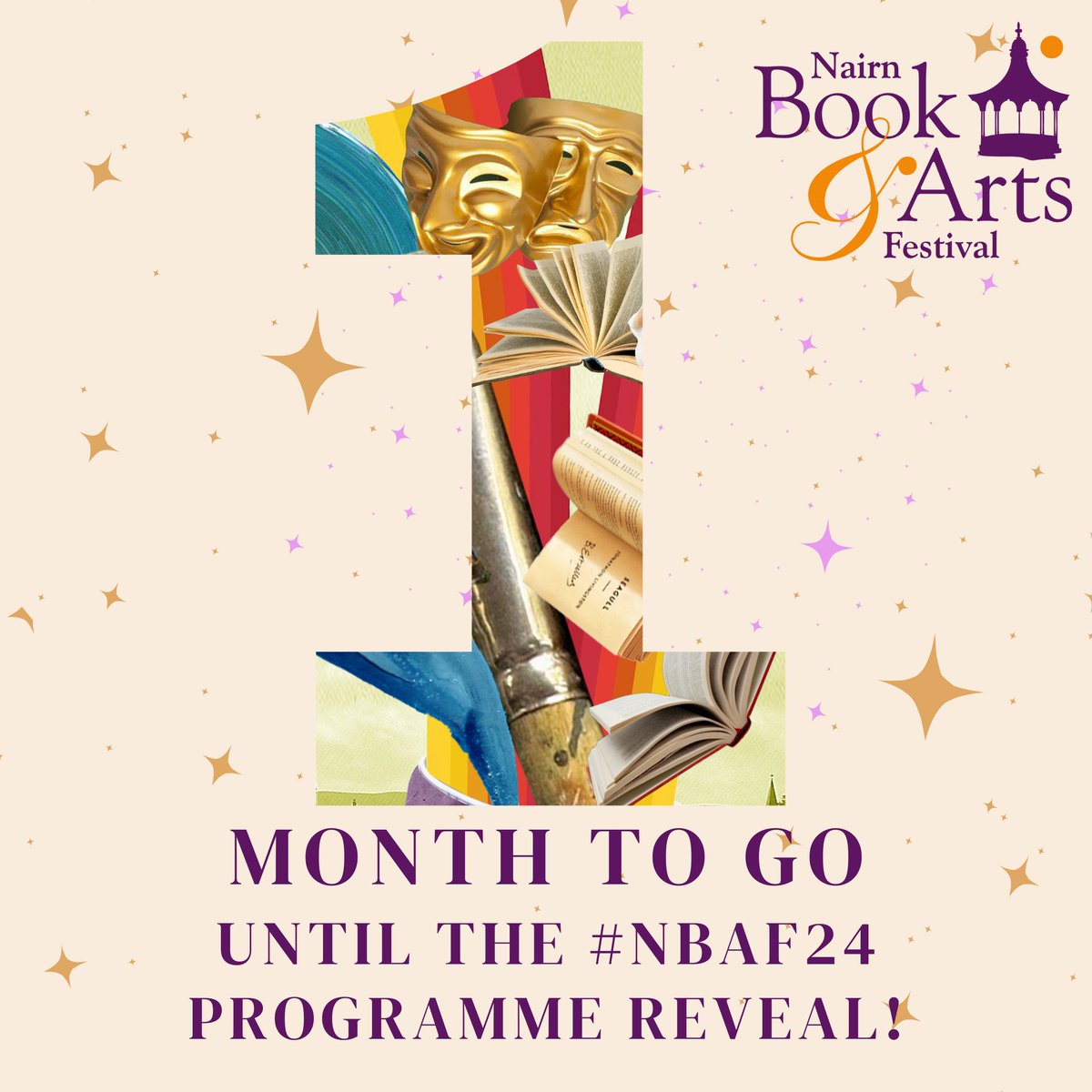 The Nairn Book & Arts Festival programme launches to the public one month today! Tickets will be on sale from Friday 21st June when the full programme will be released online 📅🎉📚 #NBAF24