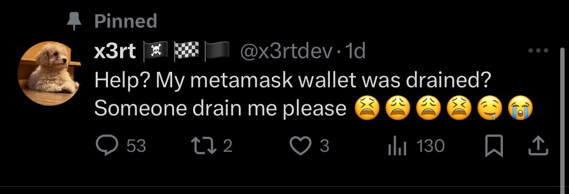 x3rtdev's tweet image. Getting 53 replies from spam bots is going to be my biggest achievement in life