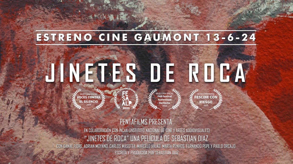 JINETES DE ROCA, próximamente en el Cine Gaumont.
Desde el 13 de junio. Aguante el cine documental argentino!!!!!